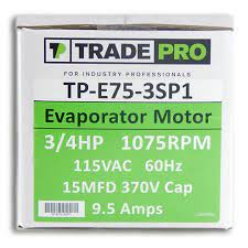MOTOR EVAPORADOR TP-E75-3SP1 3/4HP 1075 RPM 115VAC 60HZ