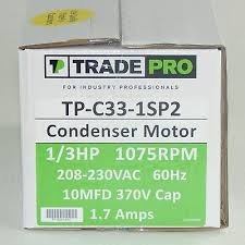 TP-C33-1SP2 1/3HP CONDENSER MOTOR 1075 RPM 208-230 VAC 60HZ