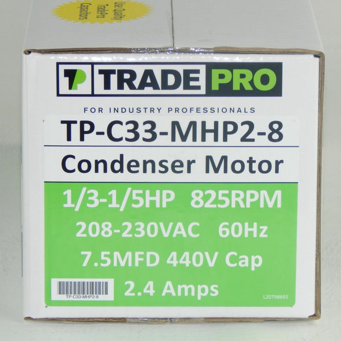 TP-C33-MHP2-8  1/3-1/5 HP CONDENSER MOTOR 825 RPM 208/230 VAC 60HZ