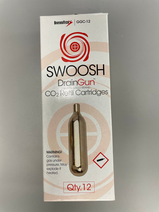 GGC-12 SWOOSH DRAIN GUN CO2 REFILL CARTRIDGES (QTY 12)